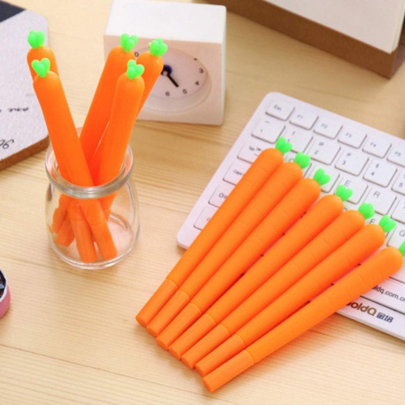 Halloluck 24 Pcs Carrot Gel Ink Pen Cute Silicone Roller Ball Pen for Office Supplies,Drawing Pen Gifts Stationery Supplies - Image 2